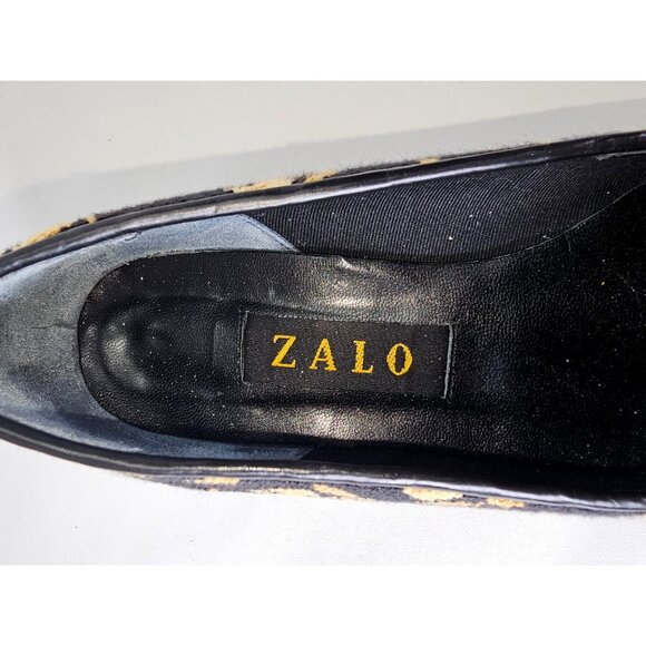 Zalo Women's Black/Yellow Flowers Print With Black Leather Trim Loafers Sz 8 195 - Picture 9 of 15
